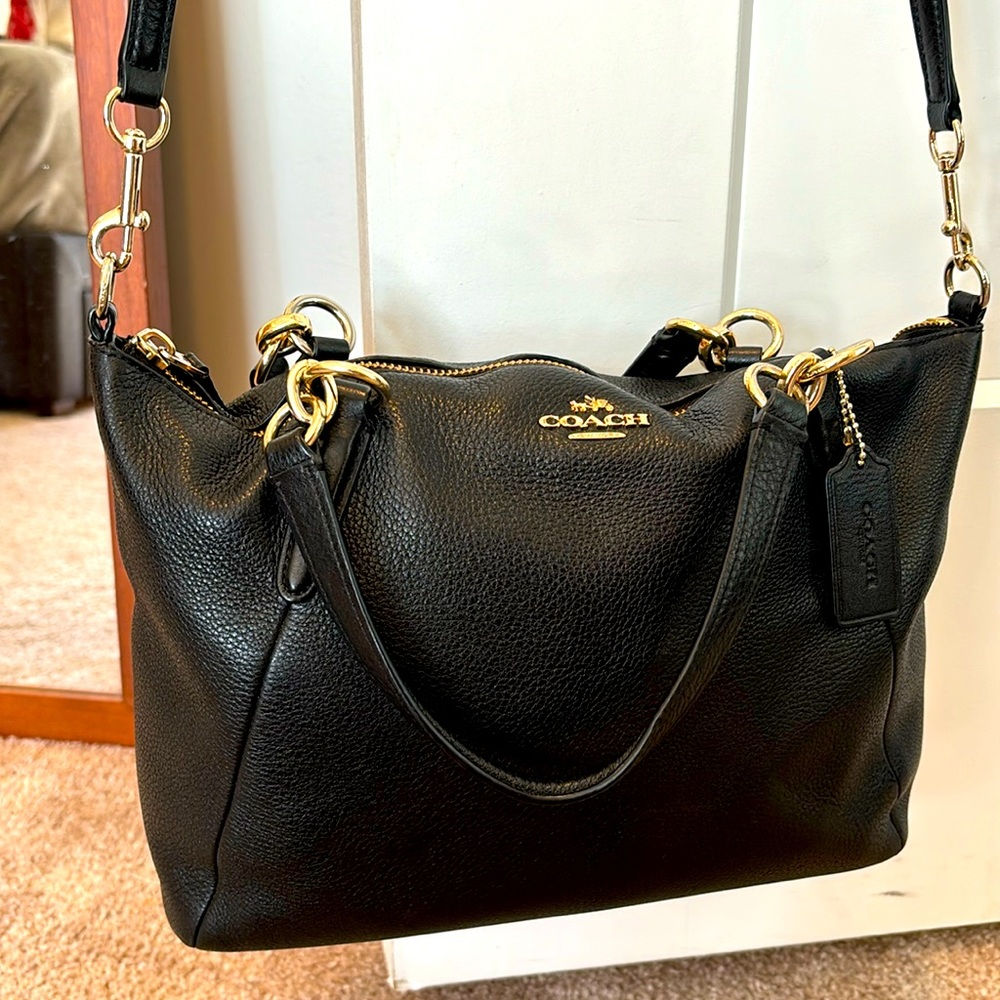 Black Pebbled Leather Coach Purse